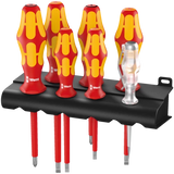 Wera 160 i/165 i/7 Rack Screwdriver set Kraftform Plus Series 100, single-pole phase tester and rack