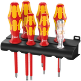 Wera 160 i/7 Rack Screwdriver set Kraftform Plus Series 100, single-pole phase tester and rack