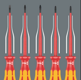 Wera 160 iS/7 Rack Screwdriver set Kraftform Plus Series 100, single-pole phase tester and rack. With reduced blade diameter