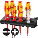 Wera 160 i/7 Rack Screwdriver set Kraftform Plus Series 100, single-pole phase tester and rack